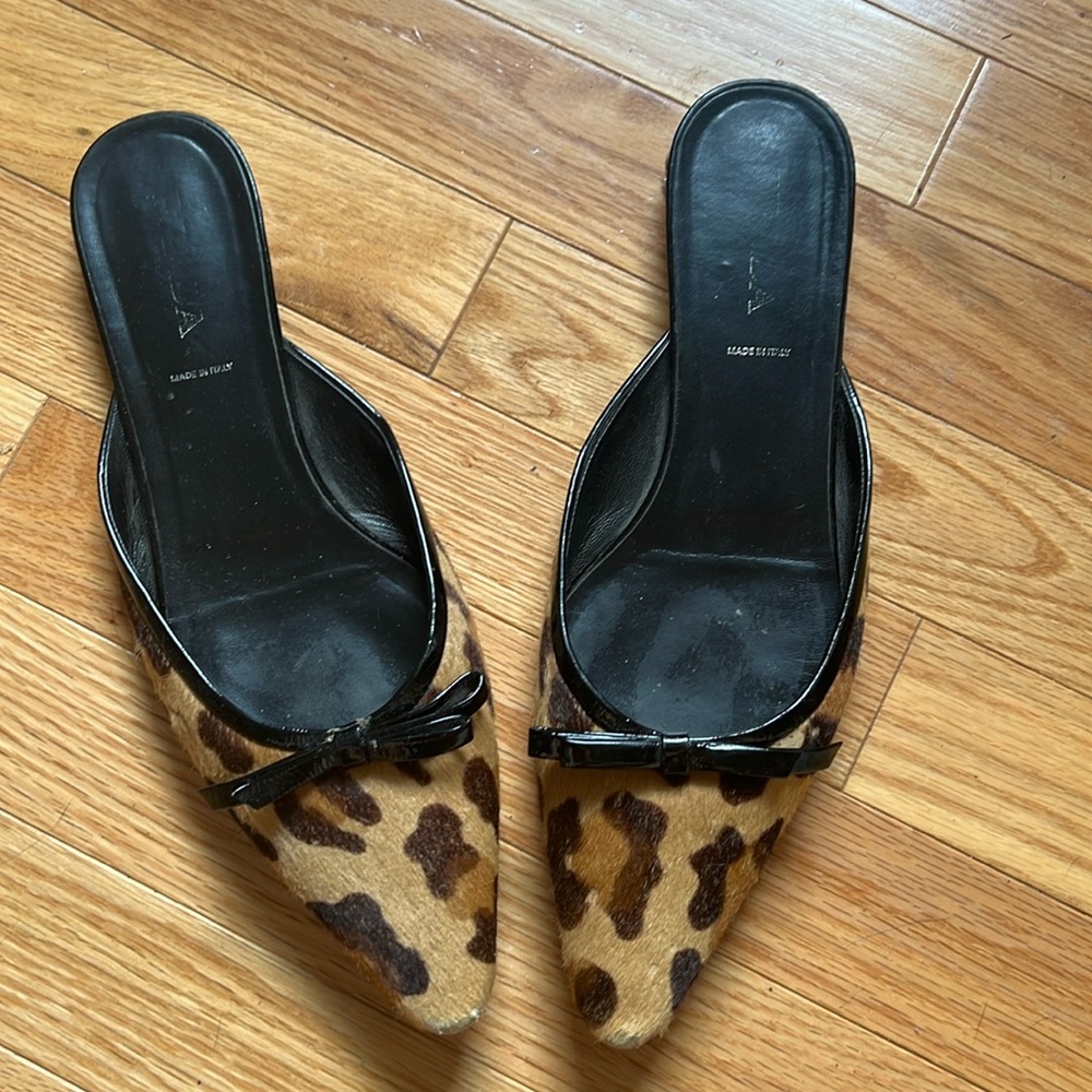 Vintage Prada Cheetah Calf Hair Mules